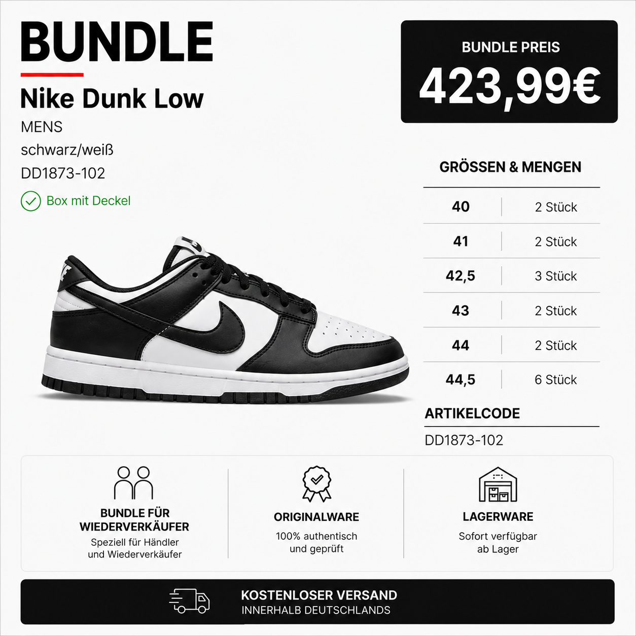 17x Nike Dunk Low Retro DD1873-102