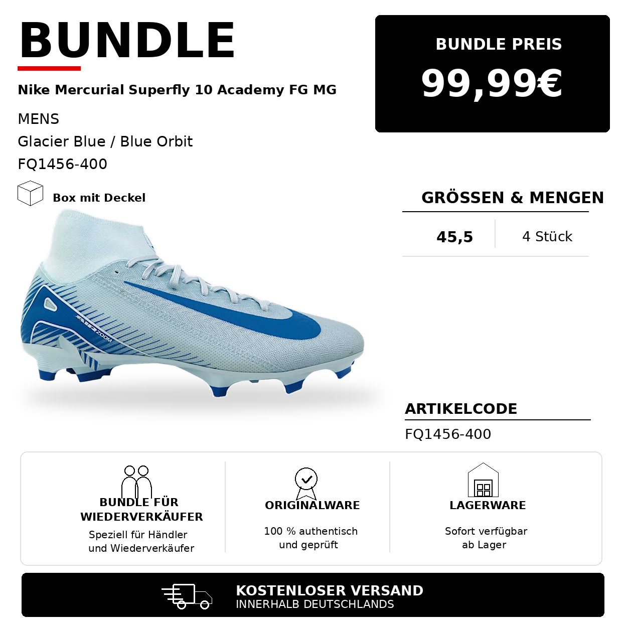 4x Nike Zoom Mercurial Superfly 10 Academy FG/MG FQ1456-400