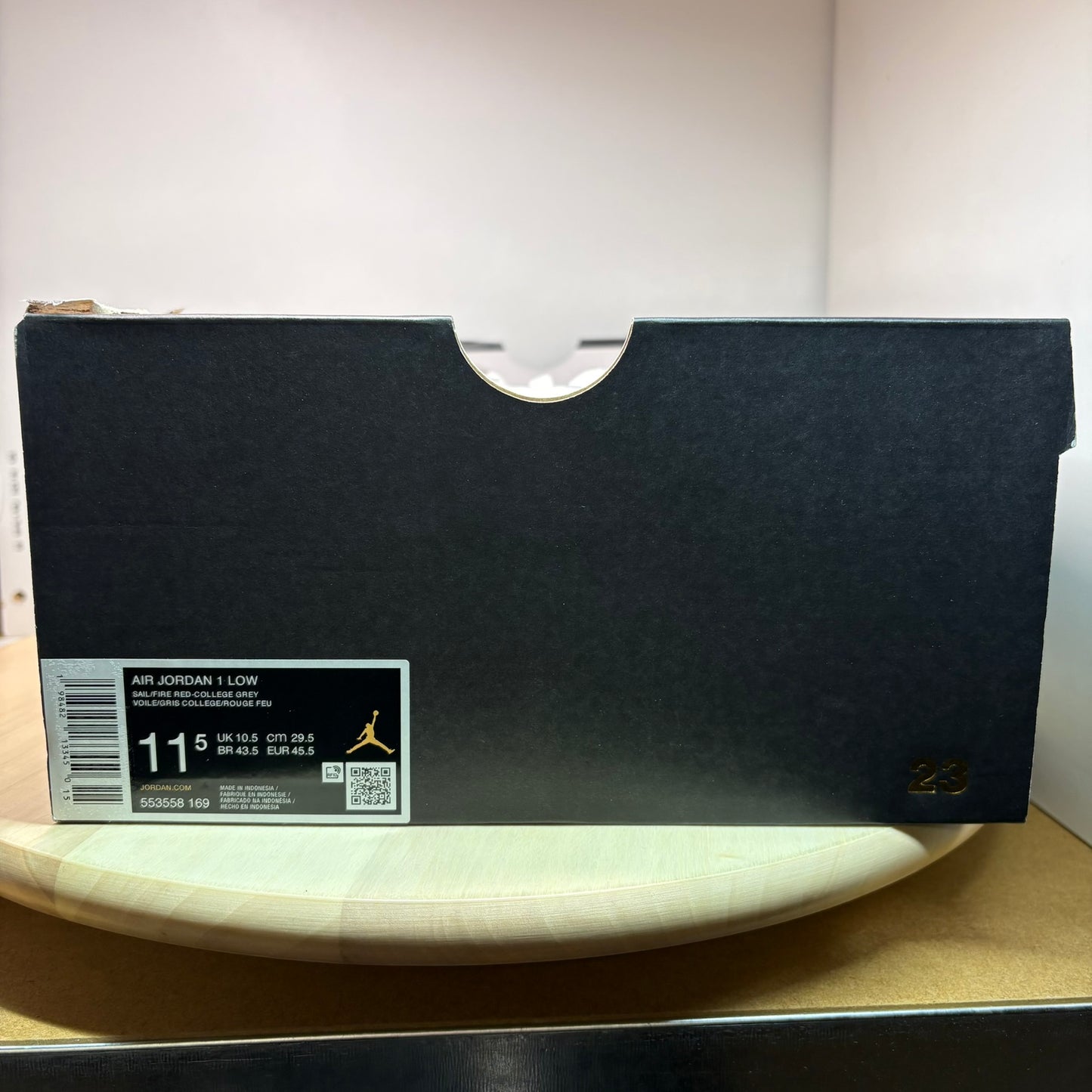 Jordan 1 Low Sail College Grey Rattan Sneaker 553558-169 - mit Box OHNE Deckel
