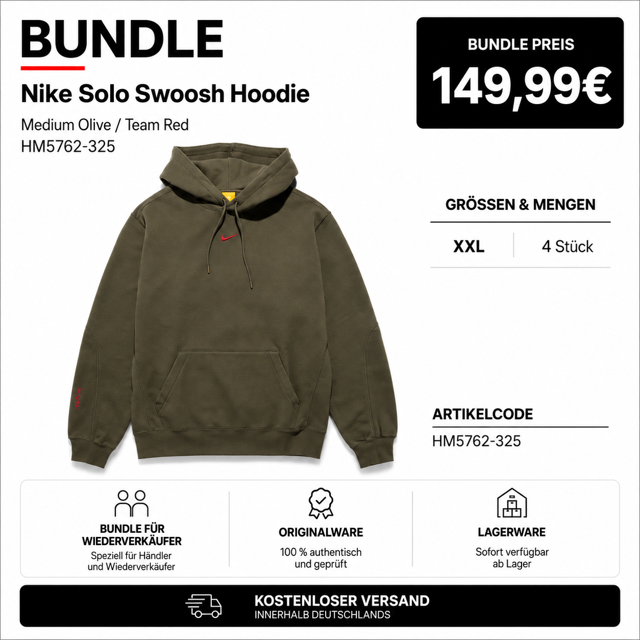 4x Nike NOCTA Fleece CS Hoodie 2 HM5762-325
