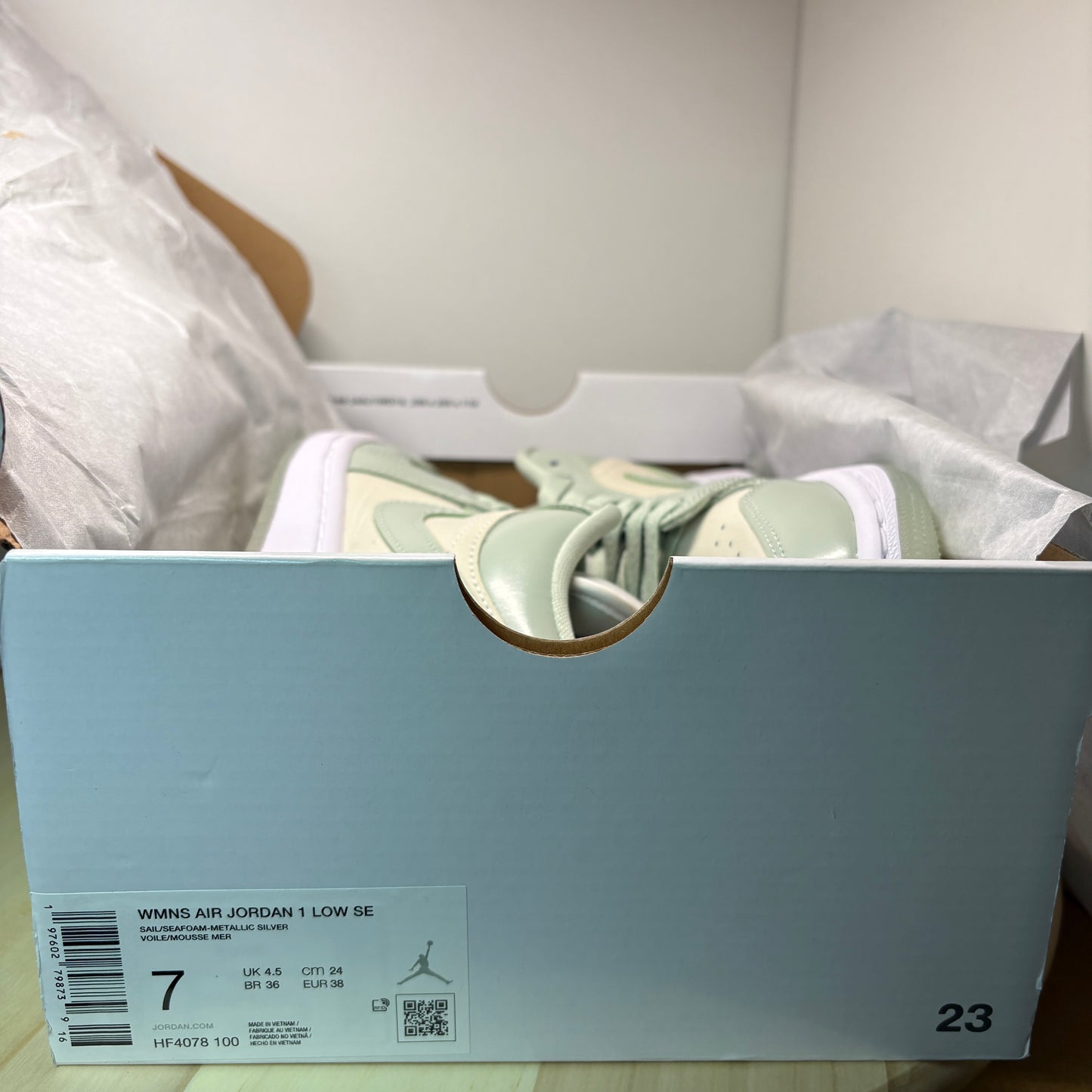 Jordan 1 Low SE Sail Seafoam Sneaker HF4078-100 - mit Box OHNE Deckel