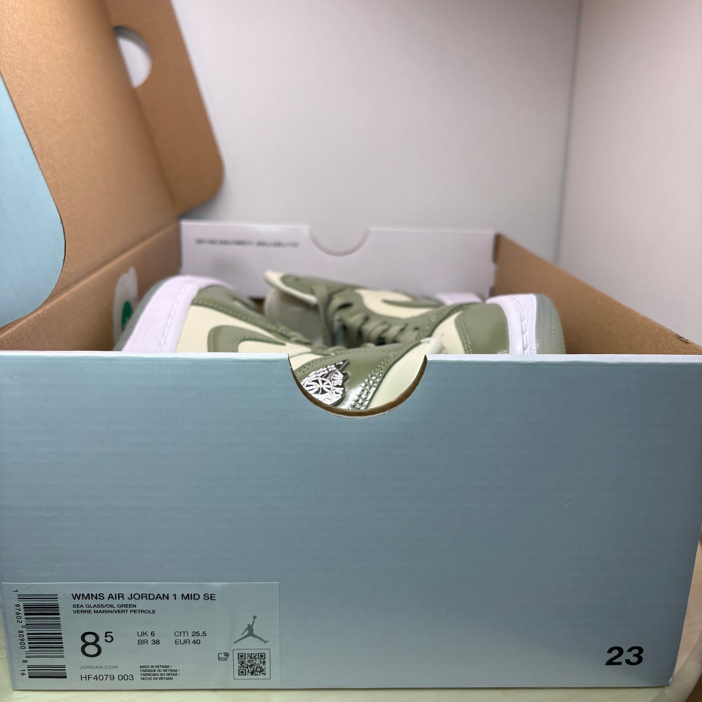 Jordan 1 Mid SE Sea Glass Oil Green Sneaker HF4079-003 - mit vollständiger Box