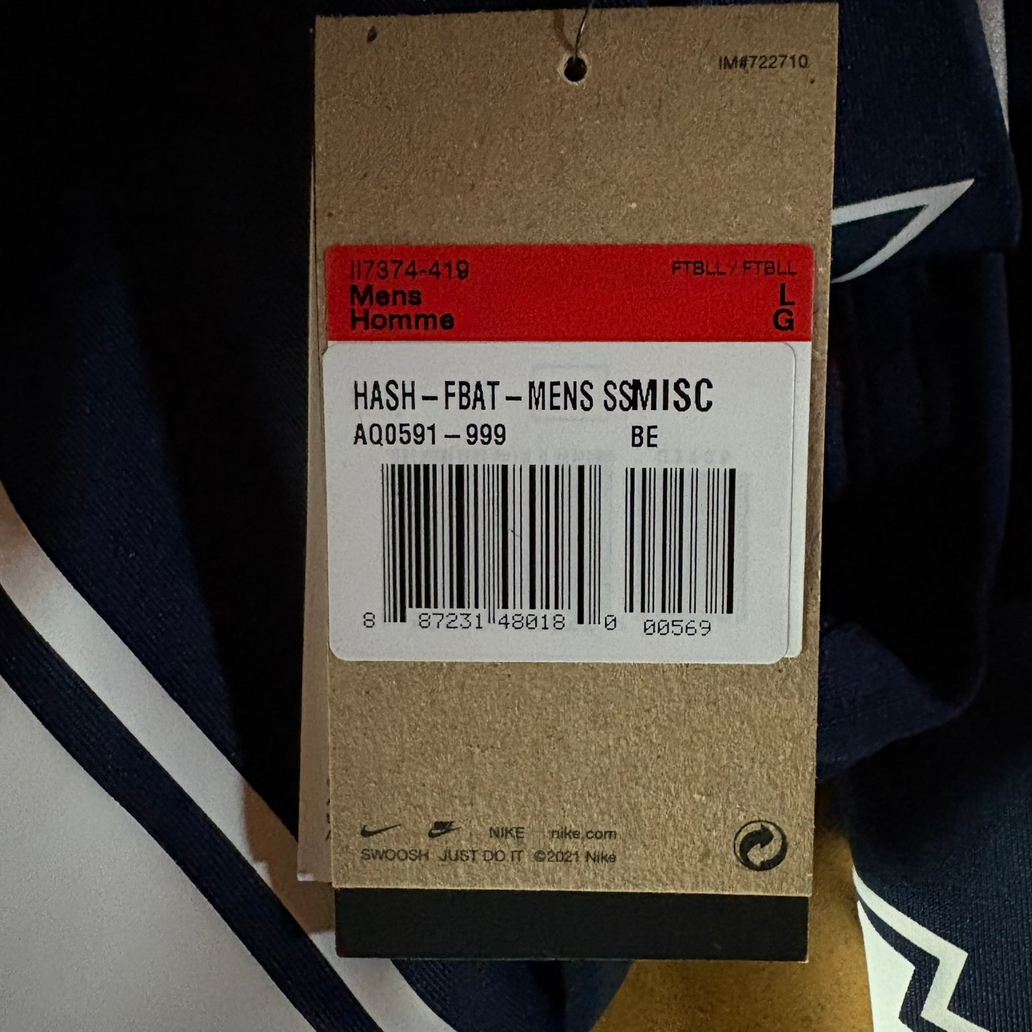 NIKE Herren Football Trikot II7374-419 L Etikett