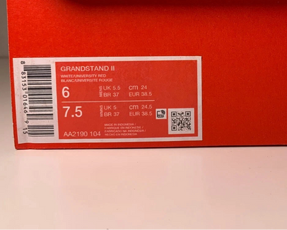 NIKE Grandstand II White University Red Herren Sneaker AA2190-104 - mit Box OHNE Deckel